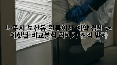 나주시 보산동 원룸이사 예약: 짐싸 vs 이삿날 비교분석! 최저가 견적 받자! 💯